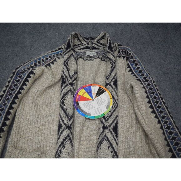 Lucky Brand Aztec Geometric‎ Open Long Cardigan Sweater Womens Small Petite Boho - Picture 2 of 12